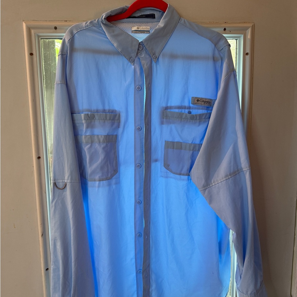 Columbia Tamiami Light Blue Button-Up Shirt size XL